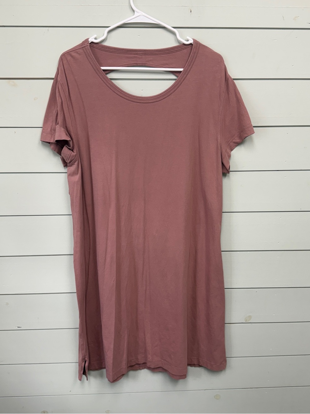 Lululemon open back long t shirt dress dusty pink women's size 12/14